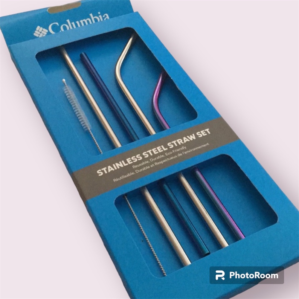 Stainless Steel Straws NEW Reuse Recycle Environment Columbia Brand